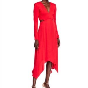 ALICE + OLIVIA-NWT Red Handkerchief Midi Dress